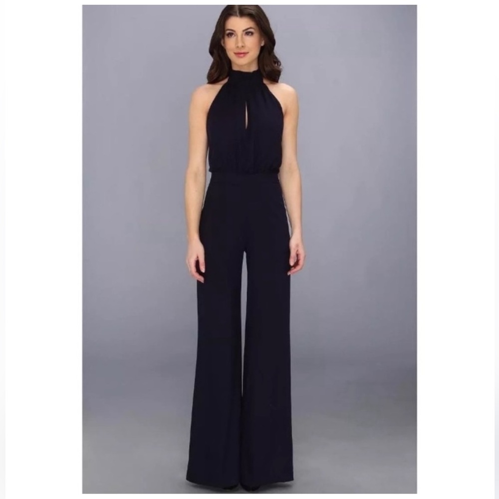Roz & Ali Classic Black Halter Wide Leg Jumpsuit